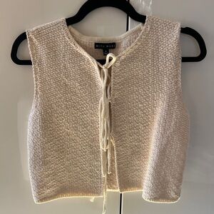 Miou Muse Cream Knit Vest with Tie Front